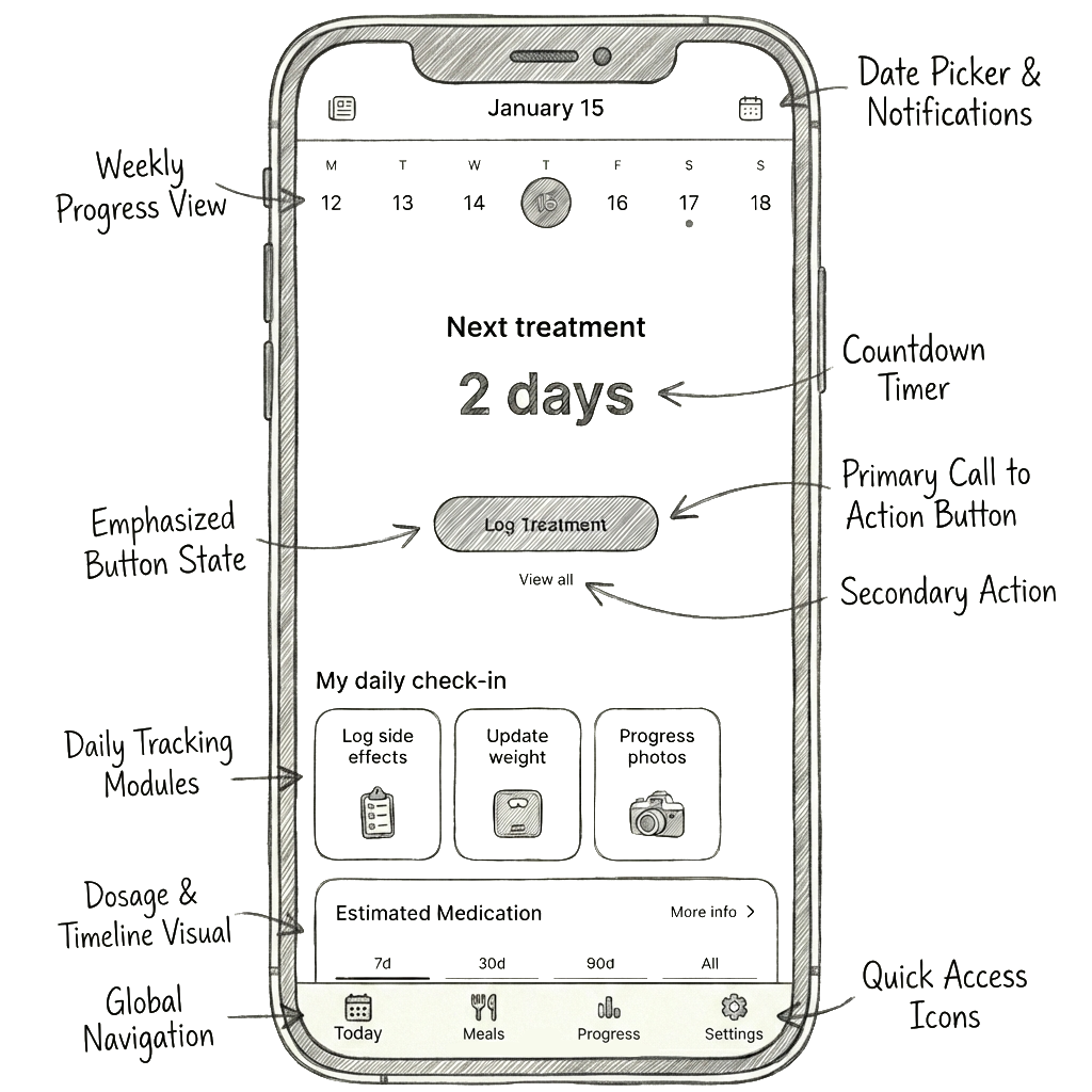 GlucoPal UI breakdown
